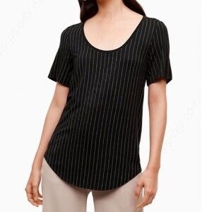 Babaton Aritzia Sami Scoop Neck Stripe Tee Black White Vertical Striped Small